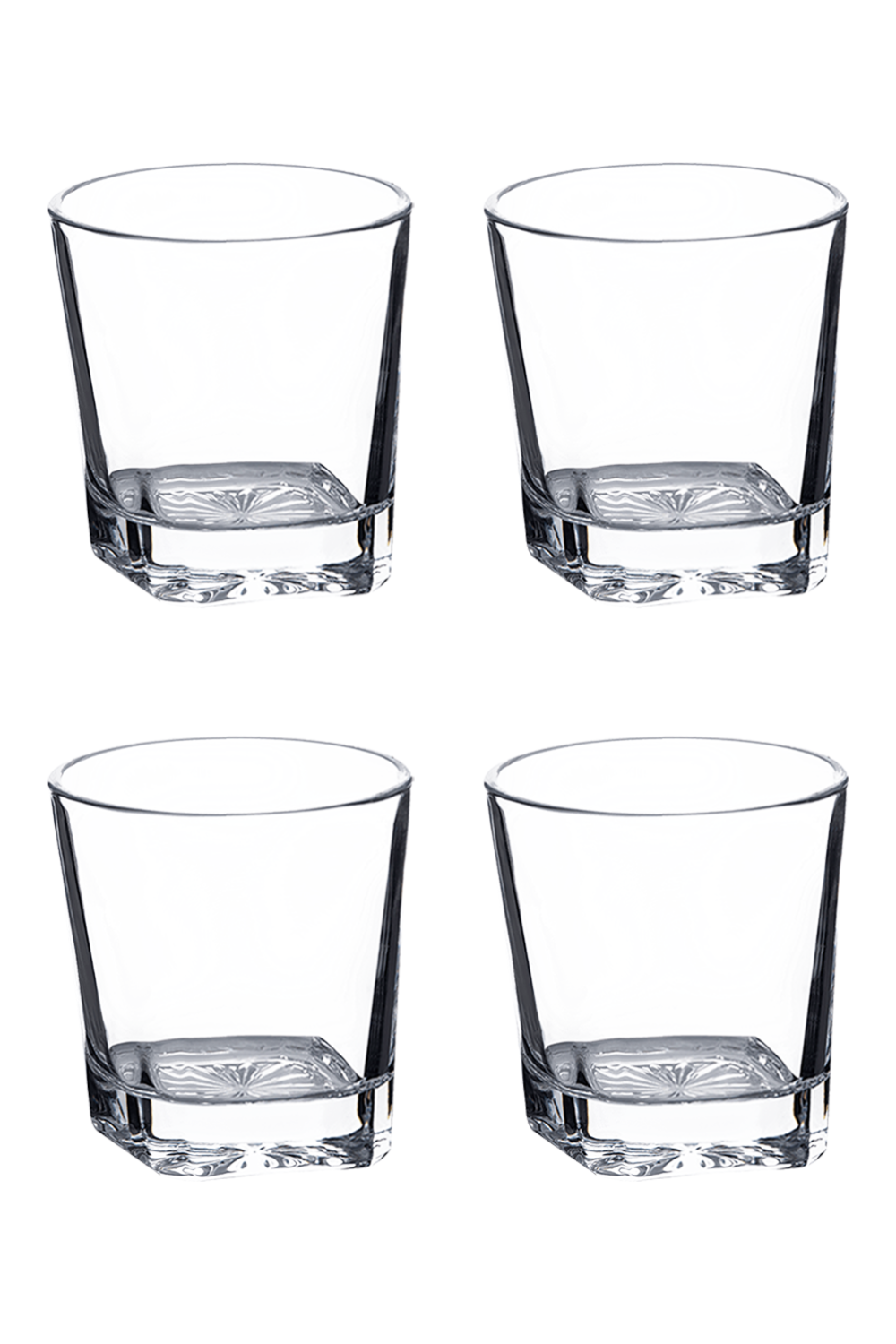 Four 11 oz. Square Rocks Glasses in Black Gift Box